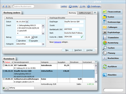 Der Moneylex online banking software shielding