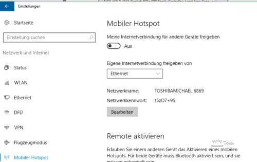 Create the Internet connection under Windows with virtual wifi as hotspot