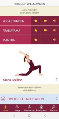 Screenshot der yoga vidya app